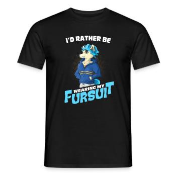 Fursuit Manga Anime Furry Cosplay Fandom - Männer T-Shirt - Schwarz - Vorne - AI Model Male 178 light (178cm)