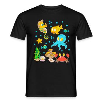 Underwater Animals Sea Creatures Aquarium Kids - Men's T-Shirt - black - Front - AI Model Male 178 light (178cm)