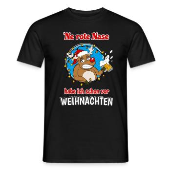Rentier Rote Nase Bier Lustiges Alkohol Weihnachts - Männer T-Shirt - Schwarz - Vorne - AI Model Male 178 light (178cm)