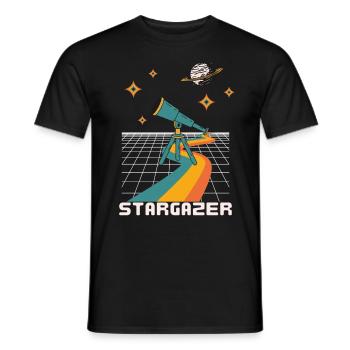 Stargazer, Astronomy, Retrofutiristics, Night Sky - Men's T-Shirt - black - Front - AI Model Male 178 light (178cm)