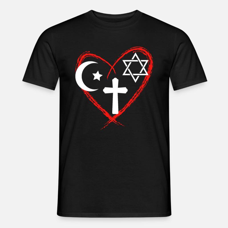 Religion Herz Interreligiöse Harmonie - Männer T-Shirt - Schwarz