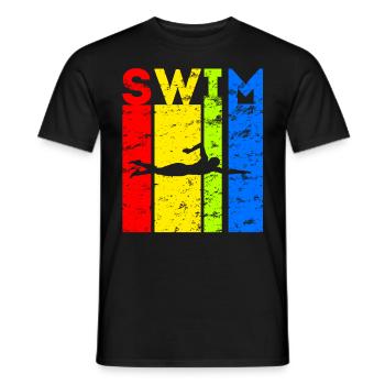 Nageur Natation Natation Design Vintage - T-shirt homme - noir - Devant - AI Model Male 178 light (178cm)