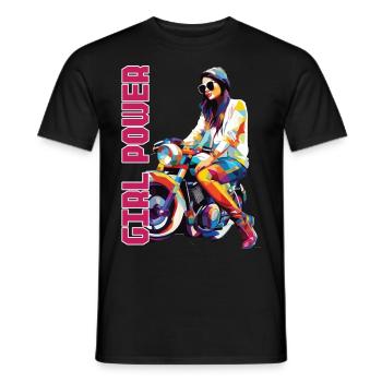 Frau Girl Power Motorrad Bikerin - Männer T-Shirt - Schwarz - Vorne - AI Model Male 178 light (178cm)
