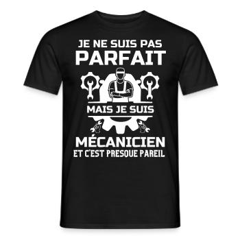 Pas parfait mais mécanicien Et c est pareil - T-shirt homme - noir - Devant - AI Model Male 178 light (178cm)