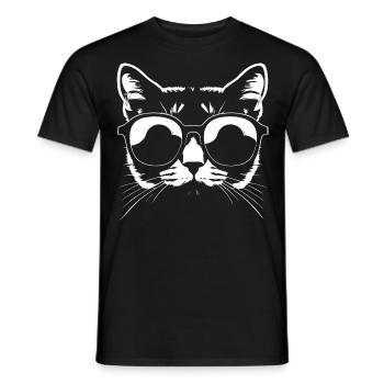Funny Cat with Sunglasses Kitten Sunglas Cats - Men's T-Shirt - black - Front - AI Model Male 178 light (178cm)