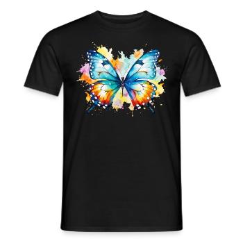 butterfly colorful colorful beautiful art nature - Men's T-Shirt - black - Front - AI Model Male 178 light (178cm)