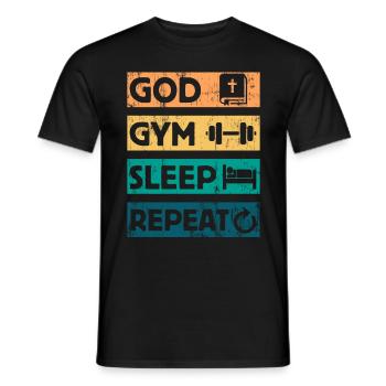 God Gym Sleep - Christian Faith Bible Workout - Men's T-Shirt - black - Front - AI Model Male 178 light (178cm)