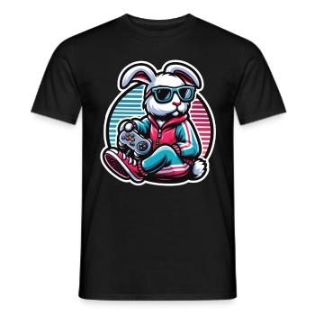 Gamer Easter Bunny for Nerds and Gamers - Men's T-Shirt - black - Front - AI Model Male 178 light (178cm)