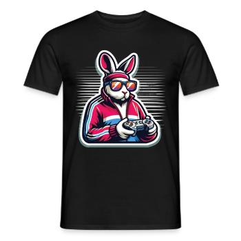 Gamer Easter Bunny for Nerds and Gamers - Men's T-Shirt - black - Front - AI Model Male 178 light (178cm)