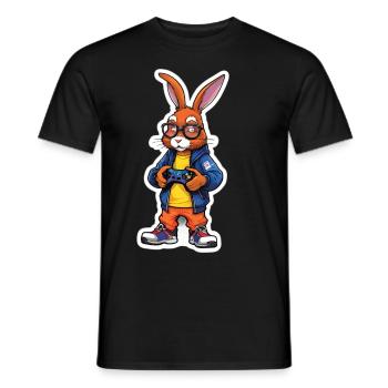 Gamer Easter Bunny for Nerds and Gamers - Men's T-Shirt - black - Front - AI Model Male 178 light (178cm)