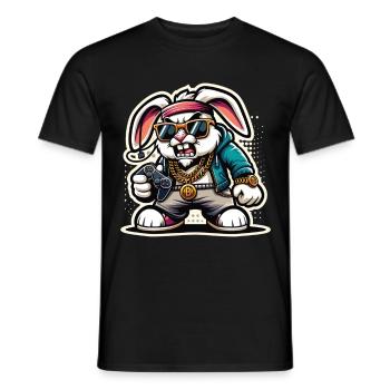 Gamer Easter Bunny for Nerds and Gamers - Men's T-Shirt - black - Front - AI Model Male 178 light (178cm)