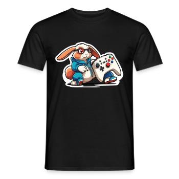 Gamer Easter Bunny for Nerds and Gamers - Men's T-Shirt - black - Front - AI Model Male 178 light (178cm)