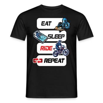 Eat Sleep Ride Repeat Motorcycle & Biker Quote - Men's T-Shirt - black - Front - AI Model Male 178 light (178cm)