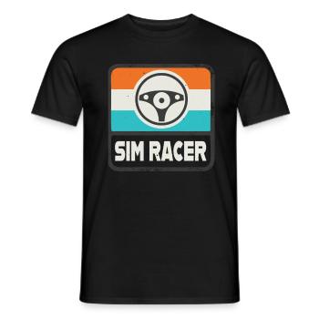 Sim Racer Retro Sim Racing Motorsport Gaming - Men's T-Shirt - black - Front - AI Model Male 178 light (178cm)