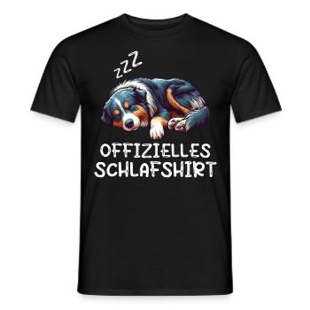Offizielles Schlafshirt Australian Shepherd Aussie - Männer T-Shirt - Schwarz - Vorne - AI Model Male 178 light (178cm)