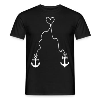 Anchor with heart on rope - infinite love - Men's T-Shirt - black - Front - AI Model Male 178 light (178cm)