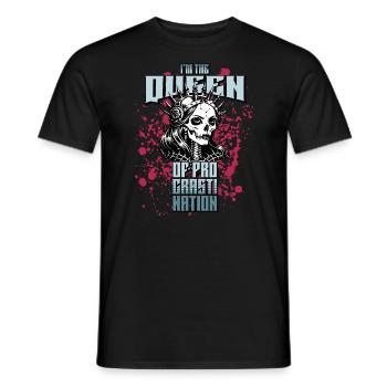 Queen Procrastination Skull // Skull FS0217 - Men's T-Shirt - black - Front - AI Model Male 178 light (178cm)