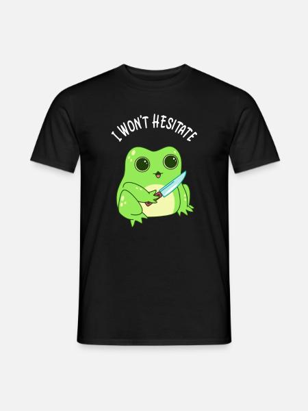 Verrückter Kawaii Frosch Mit Messer - Männer T-Shirt - Schwarz