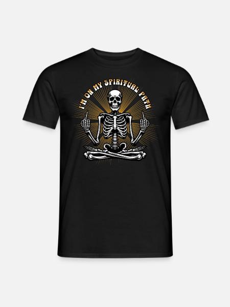 Spiritual Skull / Mittelfinger Yoga Skelett FS0233 - Mænd T-shirt - sort
