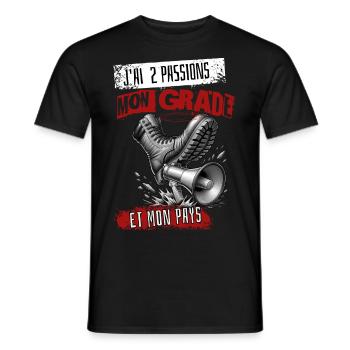 "Grade et Pays" pour Passionnés - T-shirt homme - noir - Devant - AI Model Male 178 light (178cm)
