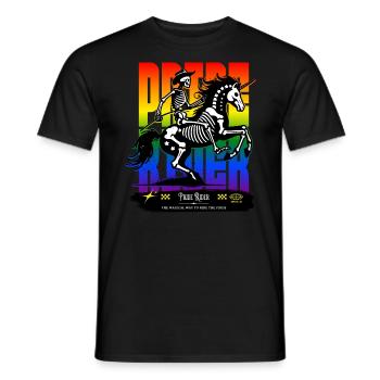 Pride rider Skull // Squelette Cowboy Licorne FS0240 - T-shirt homme - noir - Devant - AI Model Male 178 light (178cm)