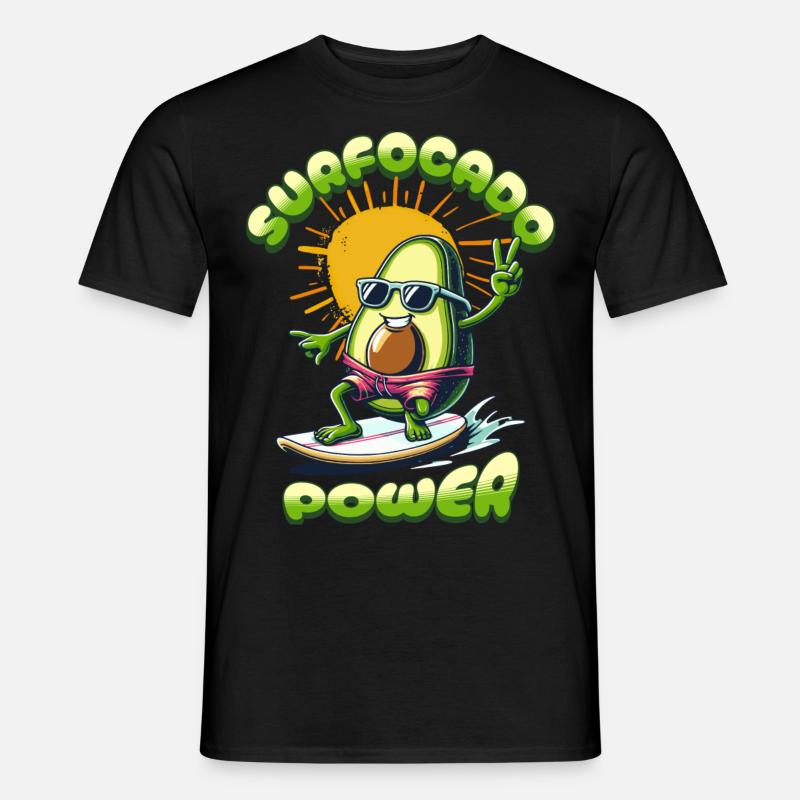 SURFOCADO POWER AVOCADO - Männer T-Shirt - Schwarz