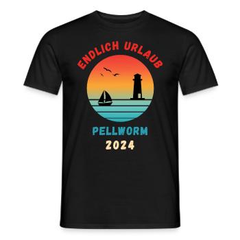 Pellworm Urlaub 2024 Nordsee Idee - Männer T-Shirt - Schwarz - Vorne - AI Model Male 178 light (178cm)