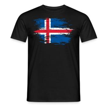 Drapeau islandais utilisé - T-shirt homme - noir - Devant - AI Model Male 178 light (178cm)