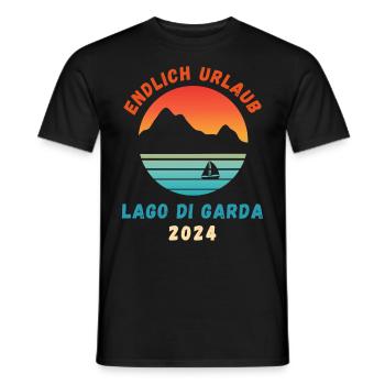 Gardasee Urlaub 2024 Lago Di Garda Italien Idee - Männer T-Shirt - Schwarz - Vorne - AI Model Male 178 light (178cm)