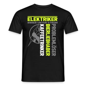 Elektriker immer unter Strom - Männer T-Shirt - Schwarz - Vorne - AI Model Male 178 light (178cm)