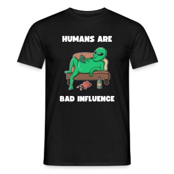 People Bad Influence Lazy Alien Humor - Men's T-Shirt - black - Front - AI Model Male 178 light (178cm)