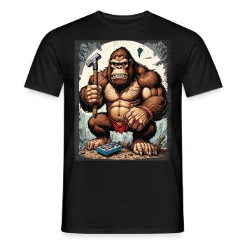 Retro Gamer Gorilla mit Controller Konsolenspiele - Männer T-Shirt - Schwarz - Vorne - AI Model Male 178 light (178cm)