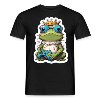 Retro Gamer Frosch mit Controller Konsolenspiele - Männer T-Shirt - Schwarz - Vorne - AI Model Male 178 light (178cm)
