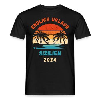 Sizilien Italien Urlaub 2024 Sicilia Idee - Männer T-Shirt - Schwarz - Vorne - AI Model Male 178 light (178cm)