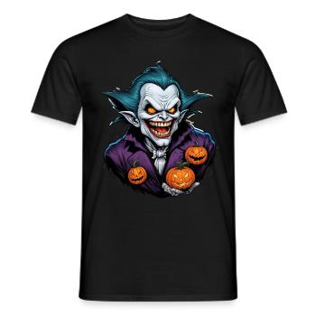 Halloween - Vampire Bloodsucker Horror with Pumpkin - Men's T-Shirt - black - Front - AI Model Male 178 light (178cm)