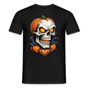Halloween squelette crâne horreur avec citrouille - T-shirt homme - noir - Devant - AI Model Male 178 light (178cm)