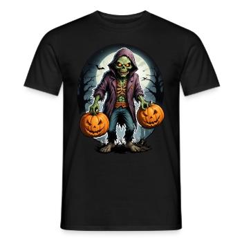 Halloween - Zombie Horror Horror with Pumpkin - Men's T-Shirt - black - Front - AI Model Male 178 light (178cm)