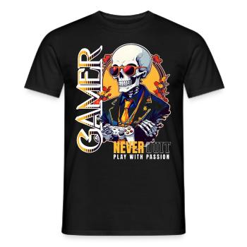 Le dicton des joueurs joue avec passion - T-shirt homme - noir - Devant - AI Model Male 178 light (178cm)