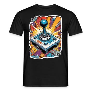 Retro Gamer Adventure Joystick - Men's T-Shirt - black - Front - AI Model Male 178 light (178cm)