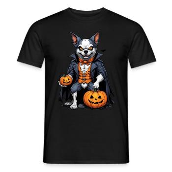 Halloween Dog with Pumpkin Vampire Costume - Men's T-Shirt - black - Front - AI Model Male 178 light (178cm)