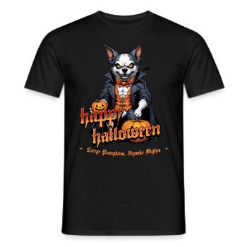 Halloween Dog with Pumpkin Vampire Costume - Men's T-Shirt - black - Front - AI Model Male 178 light (178cm)