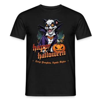 Halloween Dog with Pumpkin Vampire Costume - Men's T-Shirt - black - Front - AI Model Male 178 light (178cm)