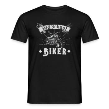 Motard à l’ancienne école Moto vintage - T-shirt homme - noir - Devant - AI Model Male 178 light (178cm)