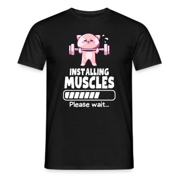 Muskeln Aufbauen Gewichtheber Katze Gym Humor - Männer T-Shirt - Schwarz - Vorne - AI Model Male 178 light (178cm)