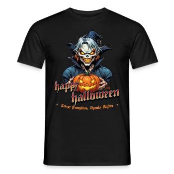 Clown effrayant citrouille d’Halloween avec chapeau de sorcière - T-shirt homme - noir - Devant - AI Model Male 178 light (178cm)