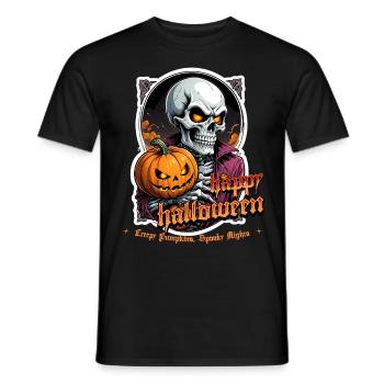 Halloween Crâne Citrouille Crâne Crâne Effrayant - T-shirt homme - noir - Devant - AI Model Male 178 light (178cm)