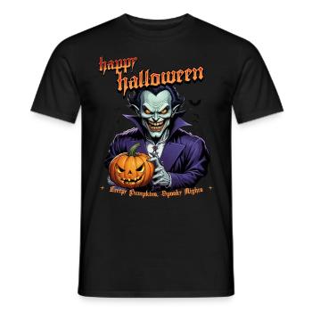 Vampire d’Halloween avec citrouille et chauves-souris - T-shirt homme - noir - Devant - AI Model Male 178 light (178cm)