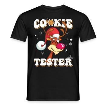 Fröhlicher Rentier Cookie Tester Weihnachtszeit - Männer T-Shirt - Schwarz - Vorne - AI Model Male 178 light (178cm)