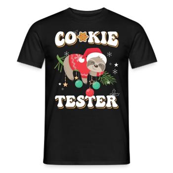 Lustiger Cookie Tester Faultier Im Weihnachtslook - Männer T-Shirt - Schwarz - Vorne - AI Model Male 178 light (178cm)