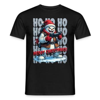 Evil Snowman Playing Christmas - Men's T-Shirt - black - Front - AI Model Male 178 light (178cm)